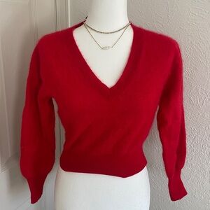 J. Crew 100% Cashmere Red V-Neck Sweater